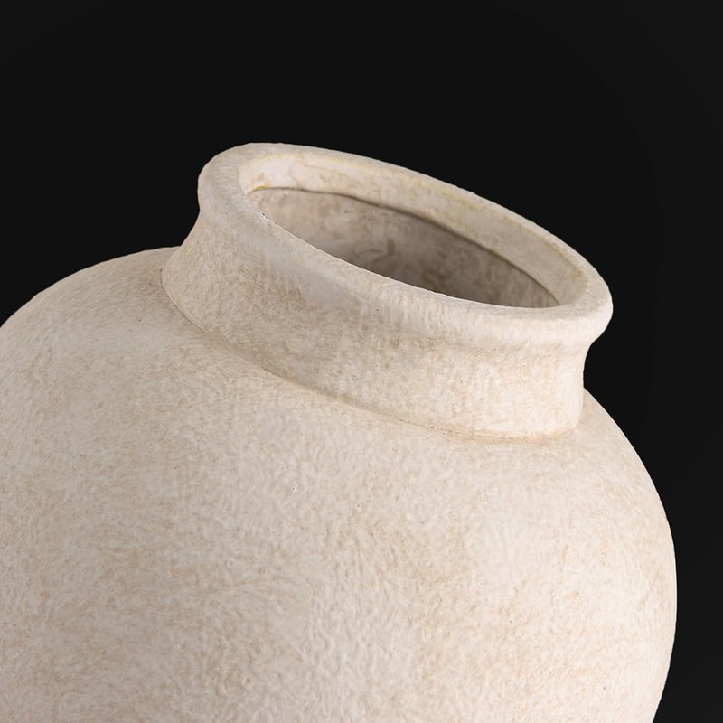 ooit Ceramic Rustic Farmhouse Vase, 6 Inch White Small Flower Vase Decorative Vase Short Pottery Vases for Home Decor Table Living Room Entryway Mantel Bookshelf Bedroom Bathroom Kitchen - White - Image 3